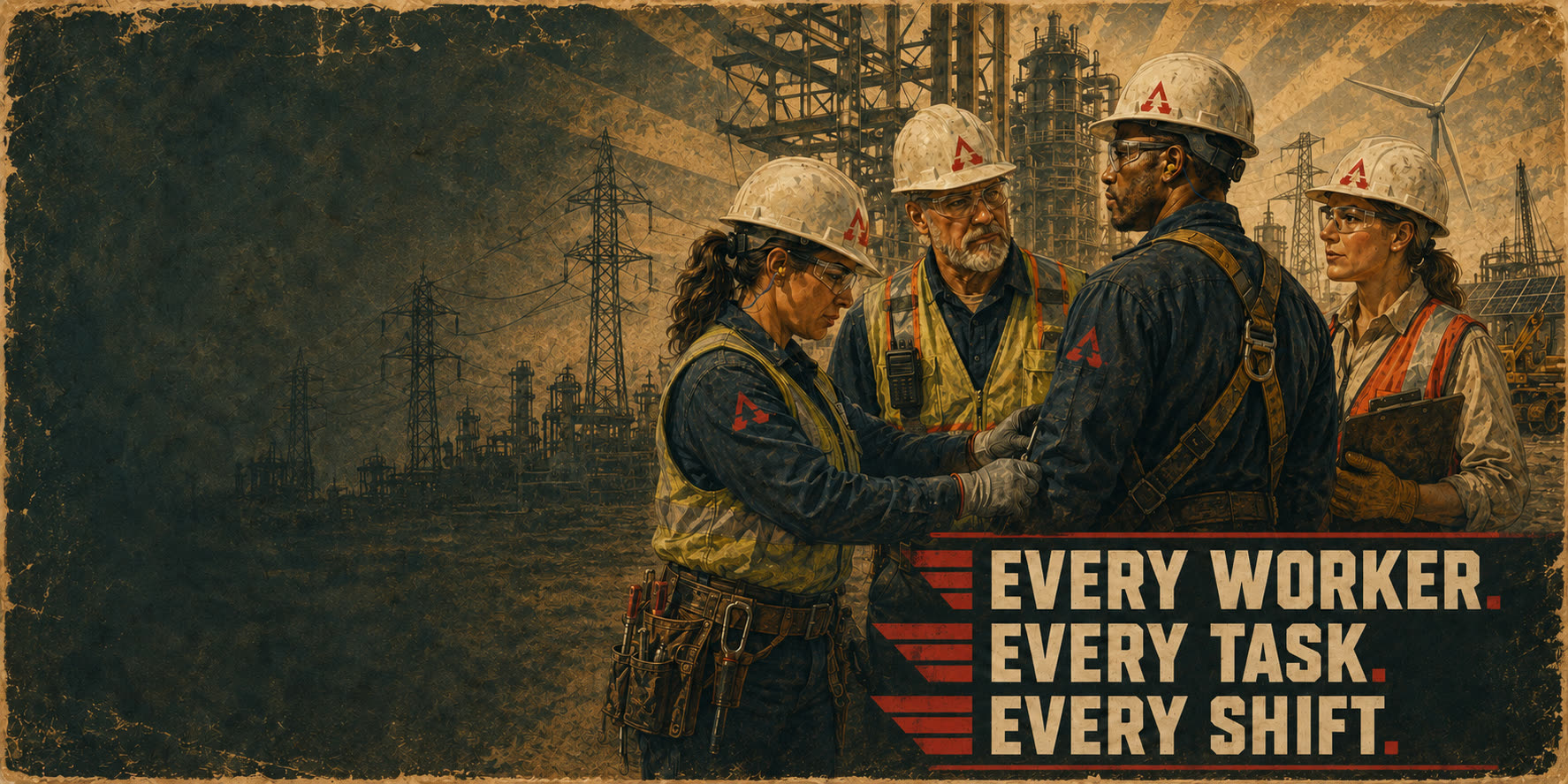 APX crew shaking hands on site: Every Worker. Every Task. Every Shift.